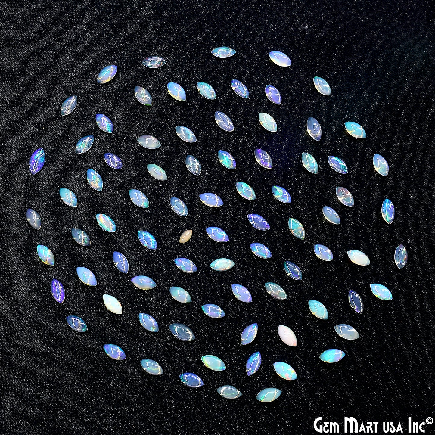 Ethiopian Opal Wholesale Gemstones, 100% Natural Precious Gems, Rainbow Cabochons Loose Gems, 3x6mm, Marquise, 10PC