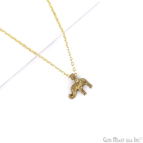 Raw Brass Elephant Pendant Charms, Gold Plated Animal Jewelry, Good Luck Charms, Personalized Zodiac Lunar Charms for her
