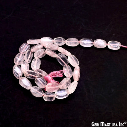 Rose Quartz Tumble Beads Free Form Drilled Beads 9-13X6-7mm Waist Beads, Rondelle Bead Strand 13 Inch