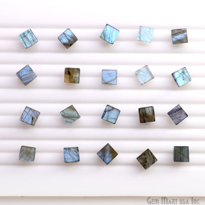 Labradorite Wholesale Gemstones, 100% Natural Semi-Precious Gems, Blue Flash Cabochon Loose Gems, 8mm, Square, 4PC Lot