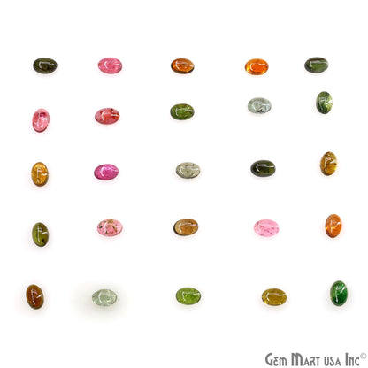 Multi Tourmaline Wholesale Gemstones, 100% Natural Semi-Precious Gems, Multi Color Cabochons Loose Gems, 6x4mm, Oval, 5 Carats