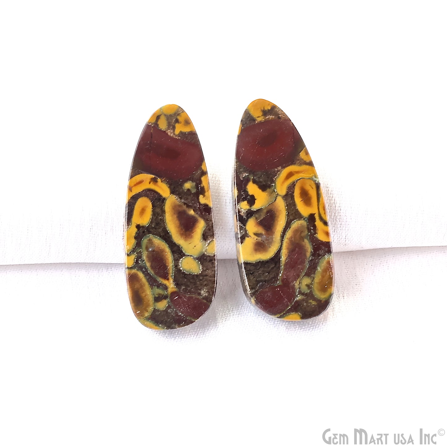 Fruit Jasper Free Form Shape 33x14mm Loose Gemstone For Earring Pair