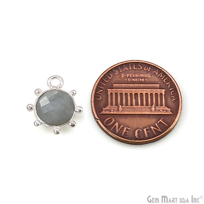 Round 13x11mm Design Bezel Single Plated Single Bail Gemstone Connector