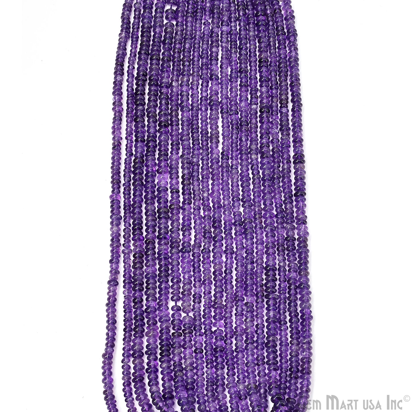 Amethyst Rondelle Beads, 17 Inch Gemstone Strands, Drilled Strung Nugget Beads, Faceted Round, 3mm