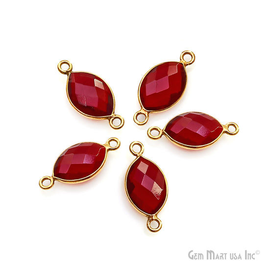 Garnet Marquise 8x12mm Double Bail Gold Bezel Connector