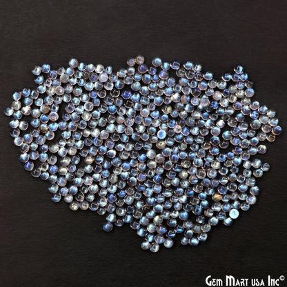 Labradorite Wholesale Gemstones, 100% Natural Semi-Precious Gems, Blue Flash Cabochon Loose Gems, 3mm, Round, 10PC Lot
