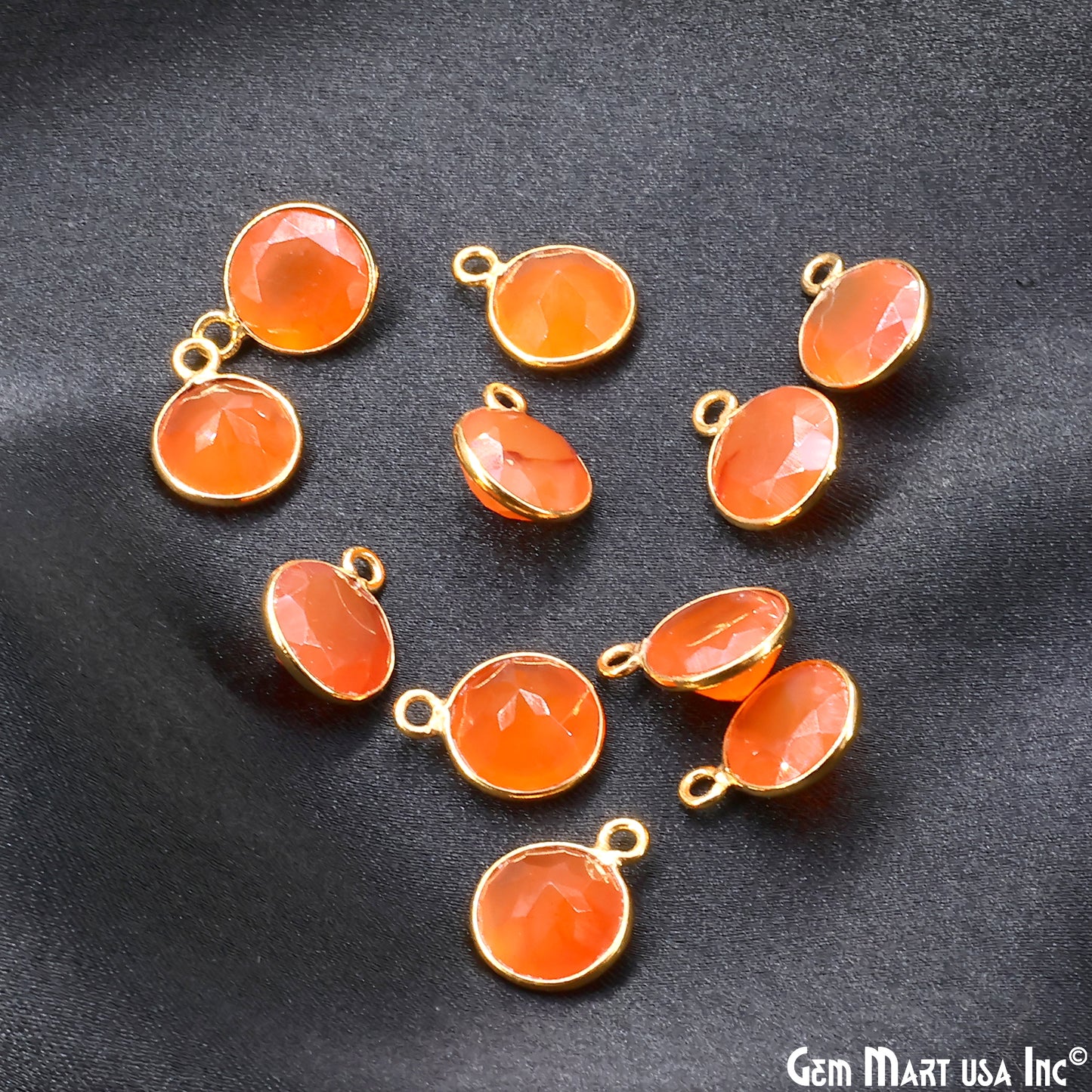 Round 9mm Brilliant Cut Gold Plated Bezel Single Bail Gemstone Connector