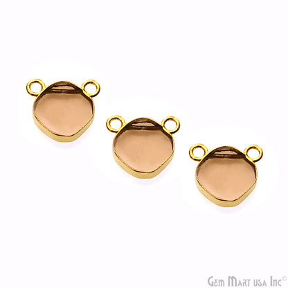 Orange Morganite Flat Cushion Shape Gemstone 14x13mm Gold Electroplated Cat Bail Connector