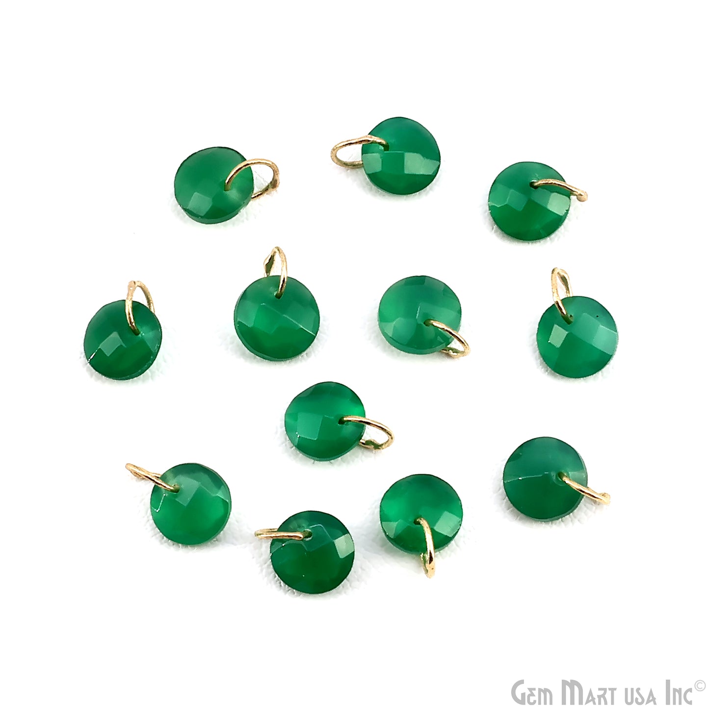 Round Faceted 8x6mm Gold Plated Single Bail Wire Loop Glass Stone Pendant Connector Charm