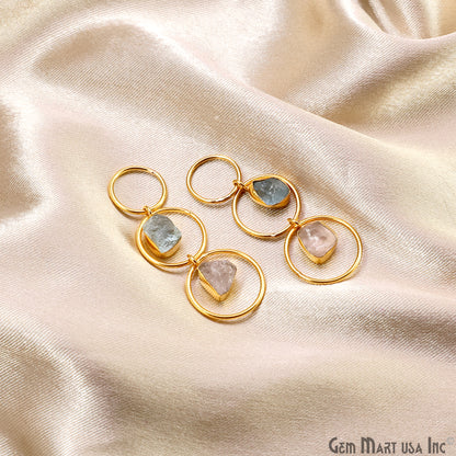 DIY Rough Gemstone Gold Plated Bezel Setting Dangle Chandelier Finding Connector 1PC