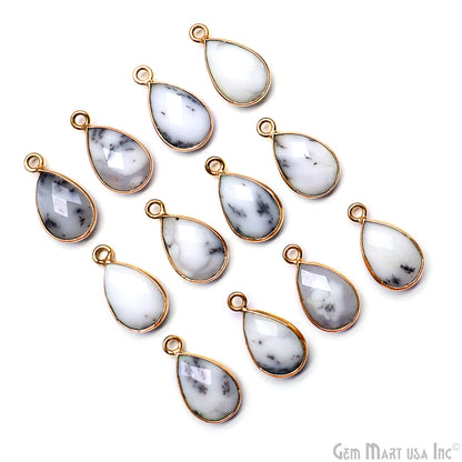 Pear Single Bail Gold Bezel 8x12mm Gemstone Connector