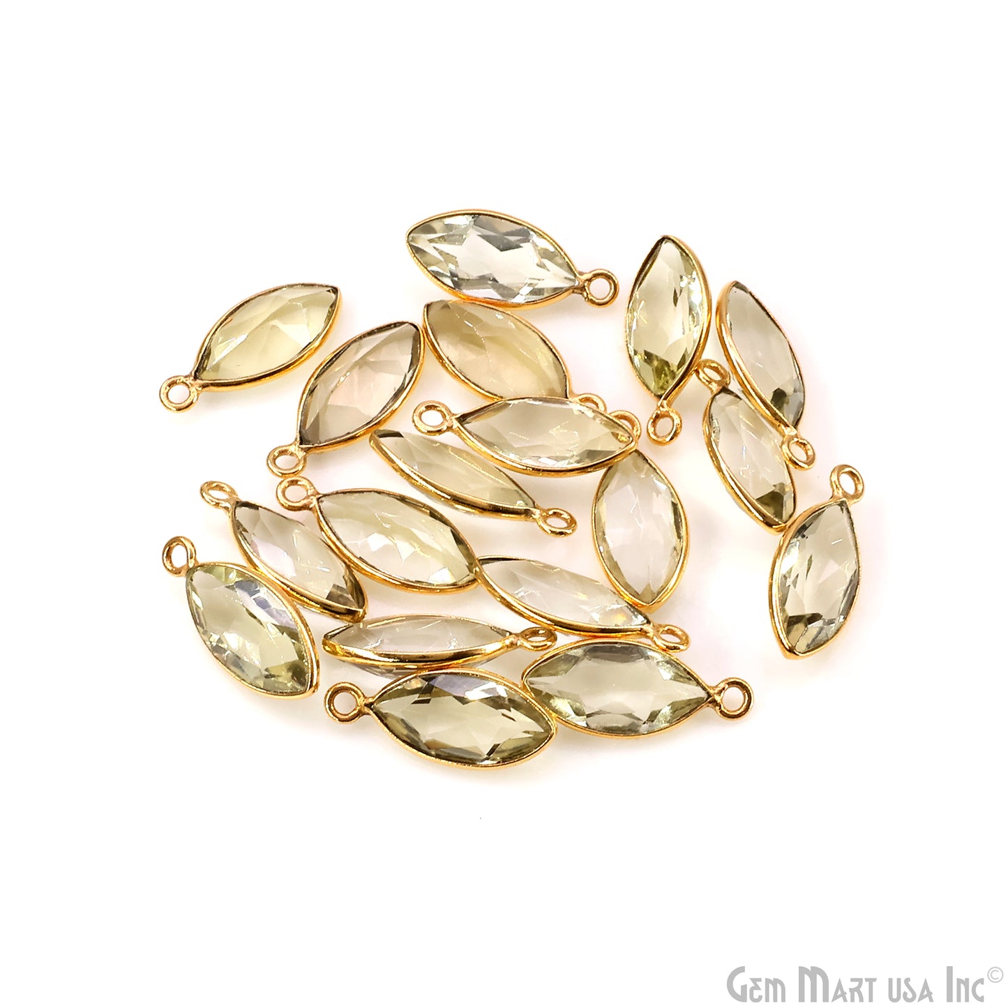 Marquise 7x14mm Brilliant Cut Gold Plated Bezel Single Bail Connector