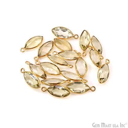 Marquise 7x14mm Brilliant Cut Gold Plated Bezel Single Bail Connector
