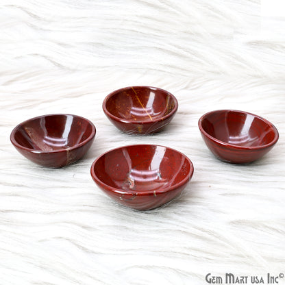 Natural Red Jasper Mini Carved Gemstone Bowl Cup 2 inch