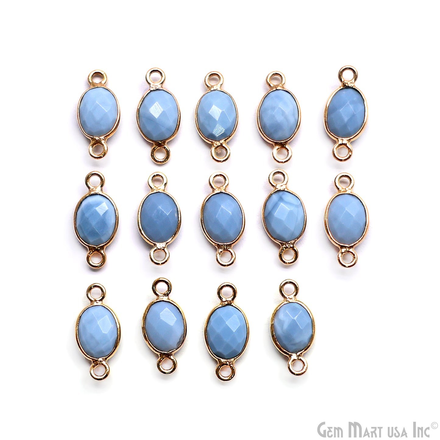Oval 6x8mm Gold Plated Bezel Double Bail Gemstone Connector