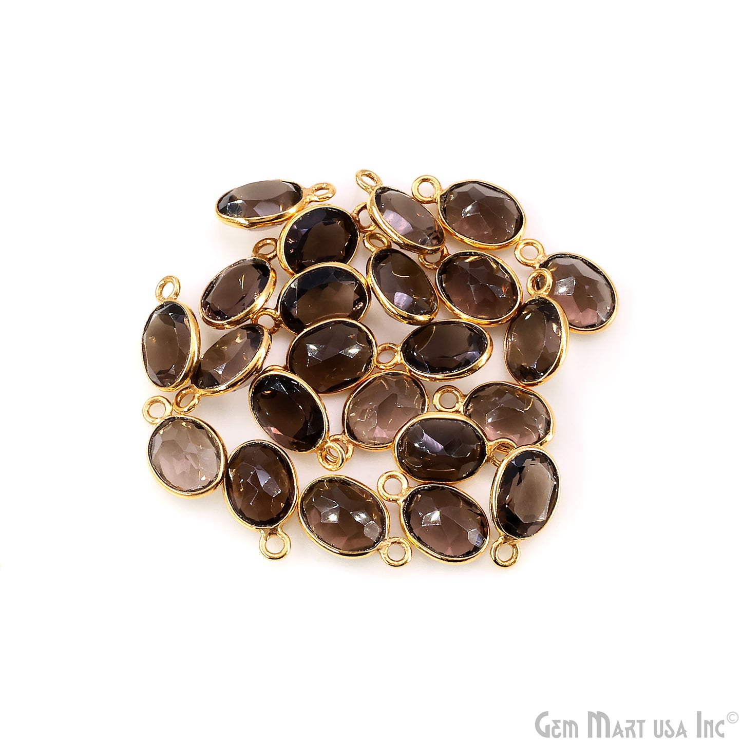 Oval 7x9mm Brilliant Cut Gold Plated Bezel Single Bail Connector