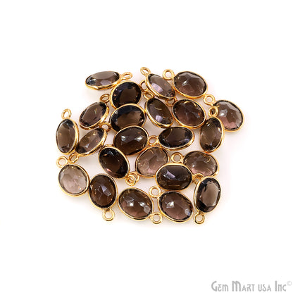 Oval 7x9mm Brilliant Cut Gold Plated Bezel Single Bail Connector