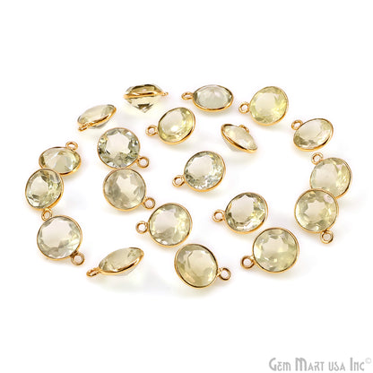 Round 10mm Brilliant Cut Gold Plated Bezel Single Bail Gemstone Connector