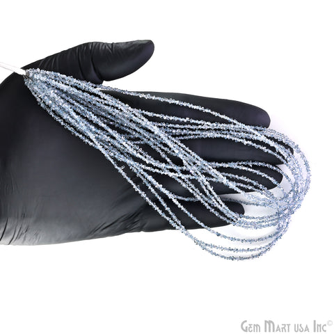 Sky Blue Herkimer Diamond Crystal 2-3mm Free Form Uncut Beads 16" Strand