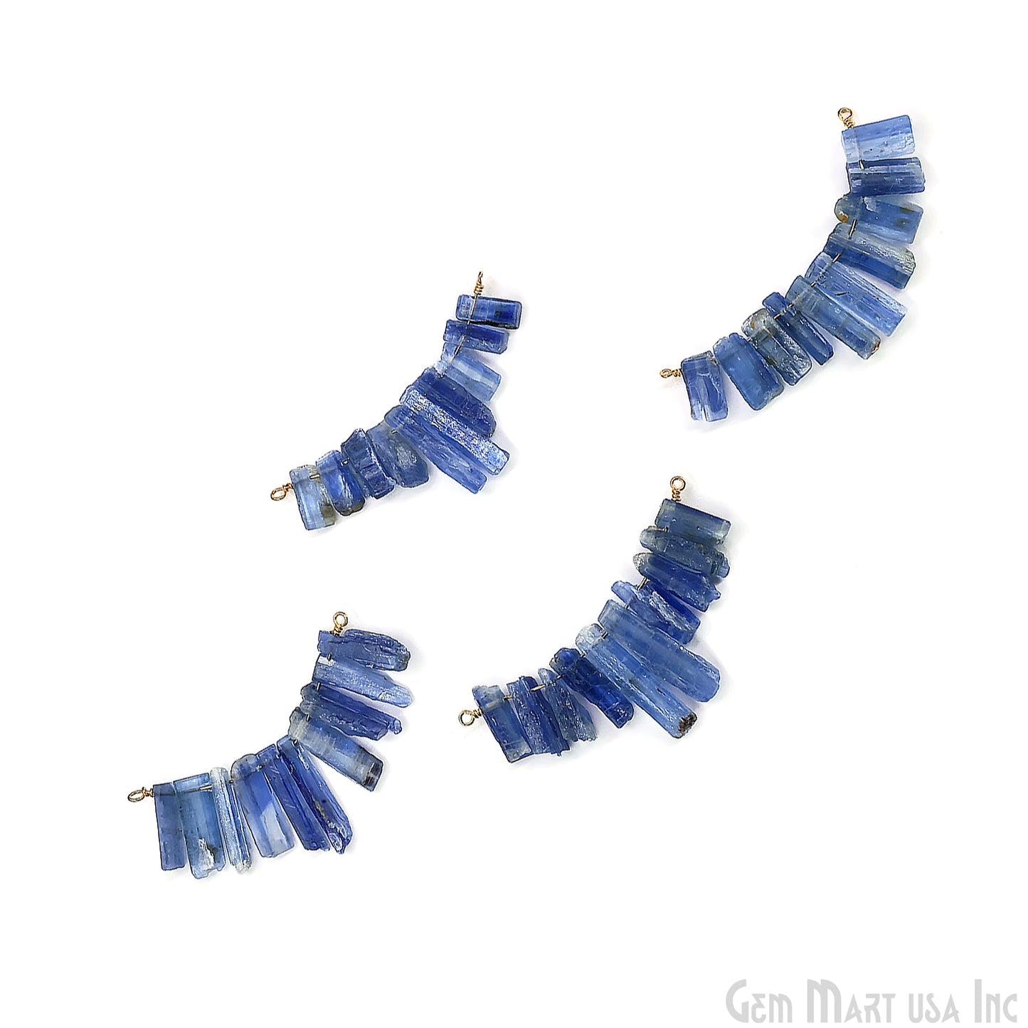 Uncut Gemstone Beads Bar Gold Plated Wire Wrapped Pendant 27x13mm