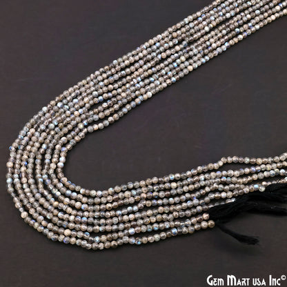 Labradorite Smooth Round Drilled Beads 3-4mm Waist Beads, Rondelle Bead Strand 14 Inch