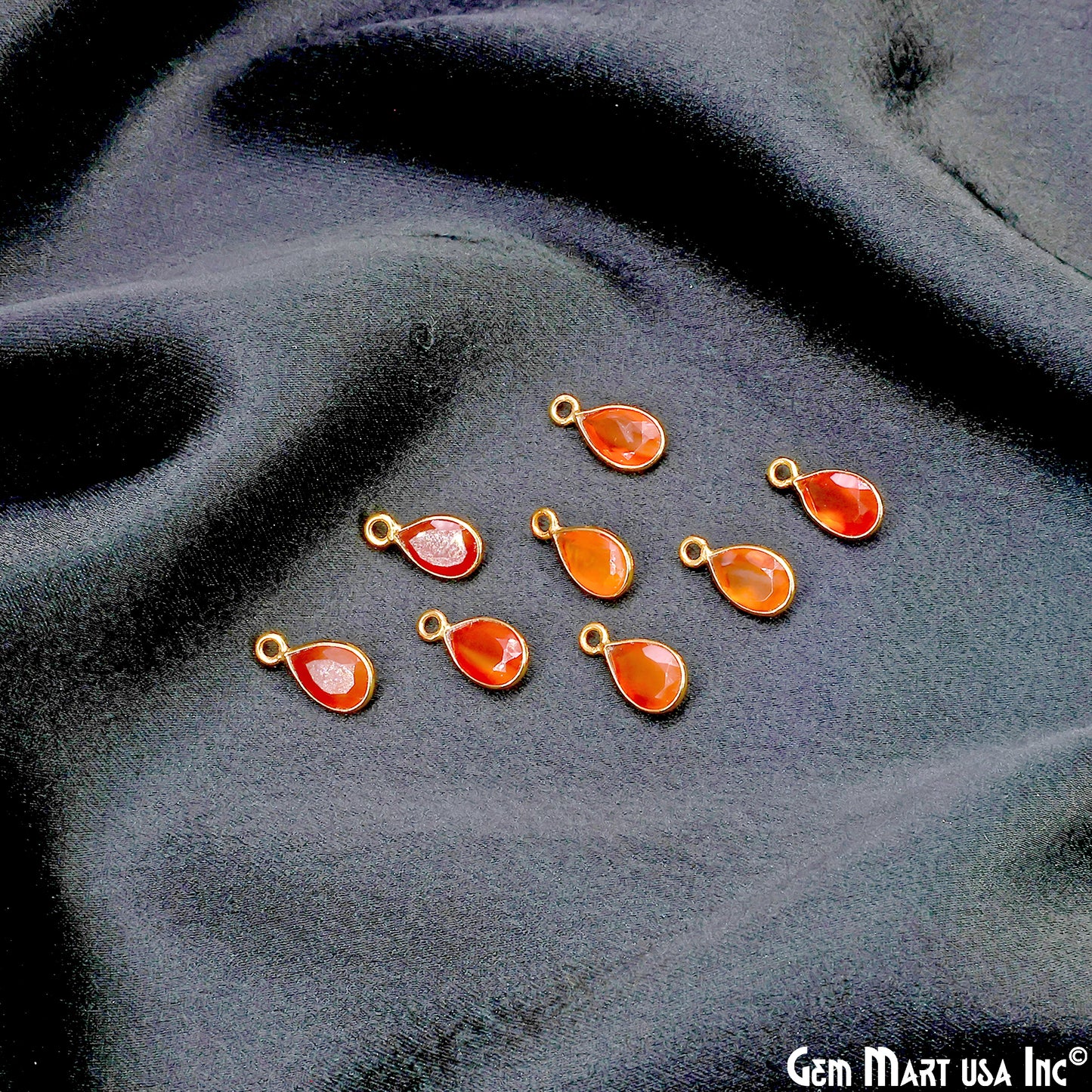 Pears 6x9mm Brilliant Cut Gold Plated Bezel Single Bail Gemstone Connector