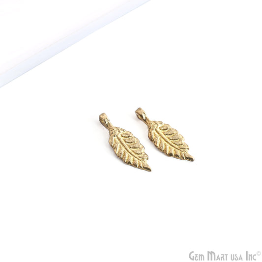 Brass Leaf Shaped Antique Pendant Charms, Gold Plated Fern Charm for Jewelry Making Supply, Tribal Boho Charms, gift for mom & her