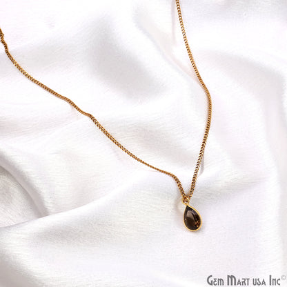 Pears 7x10mm Brilliant Cut Gold Plated Bezel Single Bail Connector