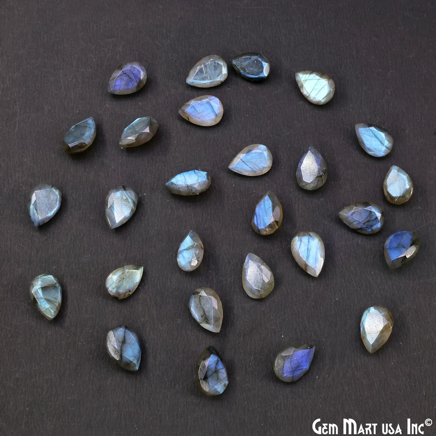 Labradorite Wholesale Gemstones, 100% Natural Semi-Precious Gems, Blue Flash Faceted Loose Gems, 9x13mm, Pears, 4PC Lot