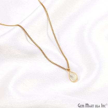 Pears 7x10mm Brilliant Cut Gold Plated Bezel Single Bail Connector