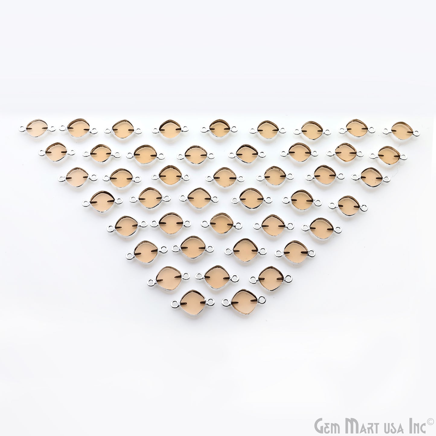 Orange Morganite Flat Cushion Shape Gemstone 19x11mm Silver Electroplated Double Bail Connector