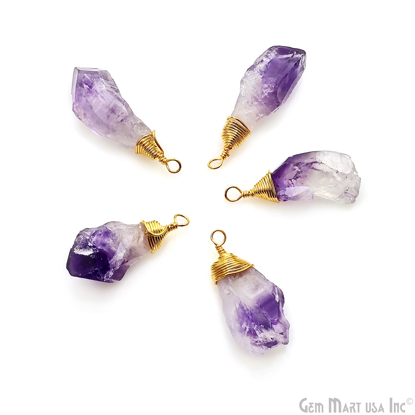 Rough Amethyst Free Form 32x8mm Gold Electroplated Single Bail Connector