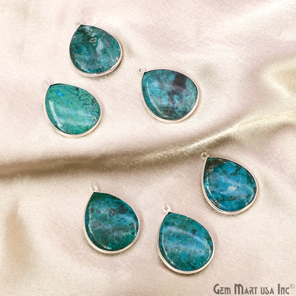 Pears 25x20mm Single Bail Silver Plated Gemstone Bezel Connector