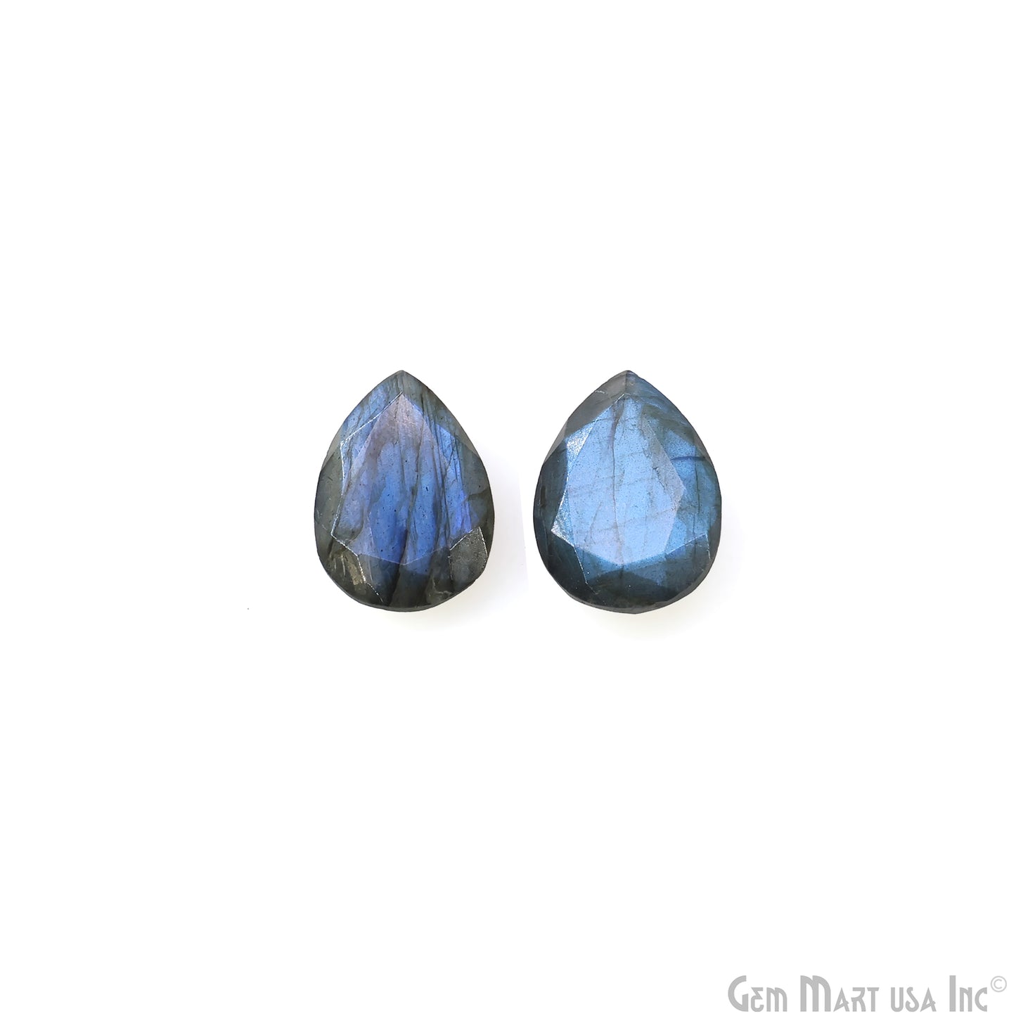 Labradorite Wholesale Gemstones, 100% Natural Semi-Precious Gems, Blue Flash Faceted Loose Gems, 13x18mm, Pears, 2PC Lot