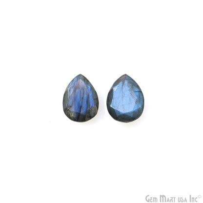 Labradorite Wholesale Gemstones, 100% Natural Semi-Precious Gems, Blue Flash Faceted Loose Gems, 13x18mm, Pears, 2PC Lot