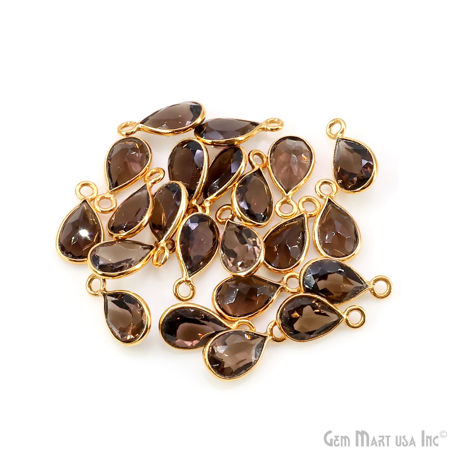 Pears 6x9mm Brilliant Cut Gold Plated Bezel Single Bail Gemstone Connector