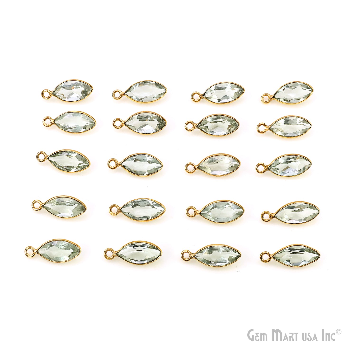 Marquise 6x12mm Brilliant Cut Gold Plated Bezel Single Bail Connector