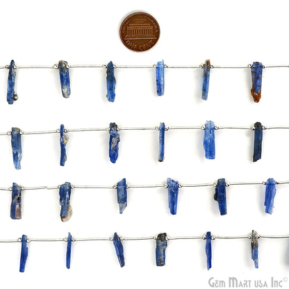 Kyanite Rough Beads, 9.5 Inch Gemstone Strands, Drilled Strung Briolette Beads, Free Form, 12x20mm