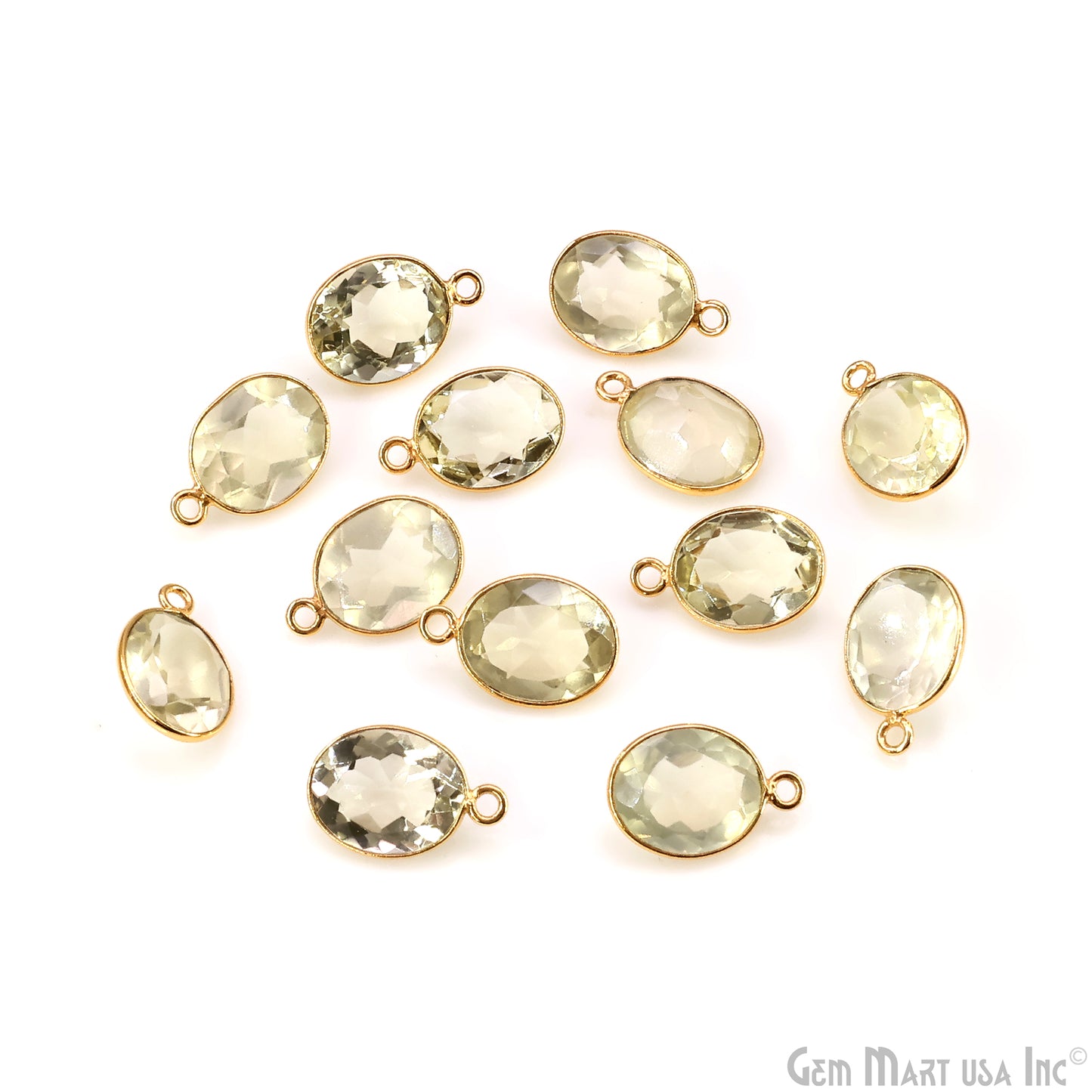 Lemon Topaz 10x12mm Oval Brilliant Cut Gold Plated Bezel Single Bail Connector