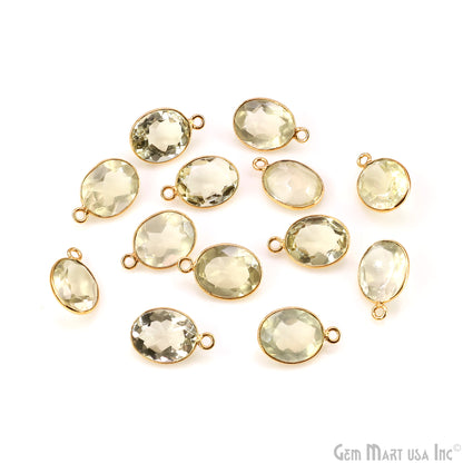 Lemon Topaz 10x12mm Oval Brilliant Cut Gold Plated Bezel Single Bail Connector