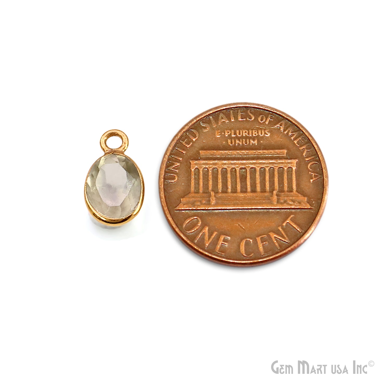 Oval 6x8mm Brilliant Cut Gold Plated Bezel Single Bail Connector