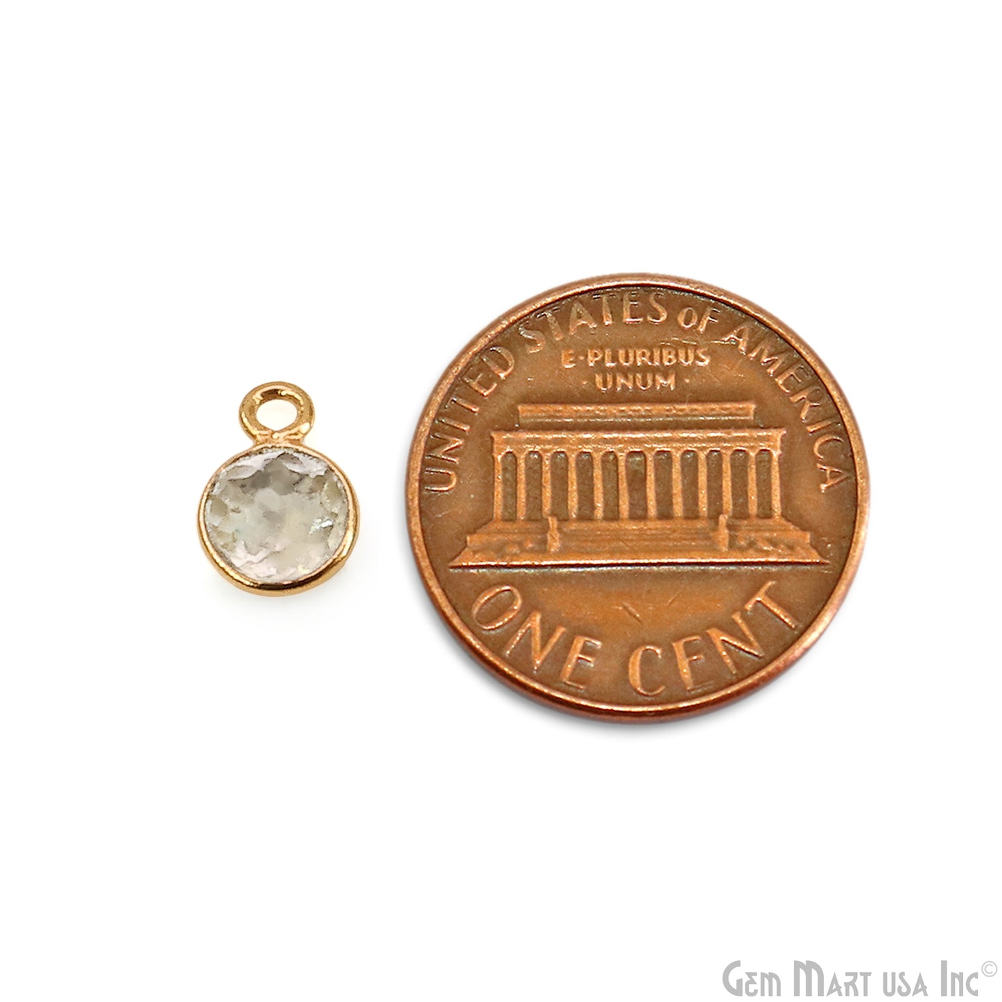 Round 6mm Brilliant Cut Gold Plated Bezel Single Bail Gemstone Connector