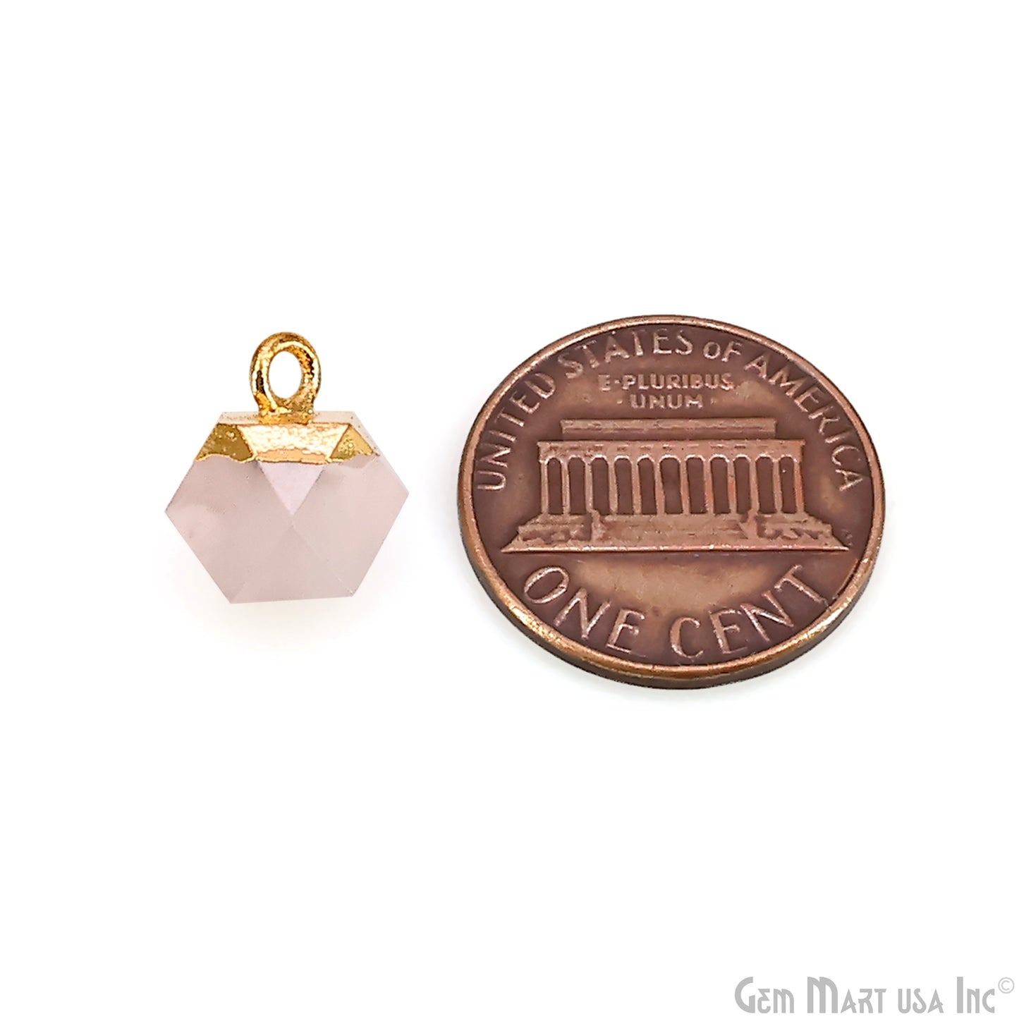 Gemstone Hexagonal Prism Shape Pendant 12x10mm Gold Plated Charm for DIY Jewelry