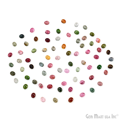 Multi Tourmaline Wholesale Gemstones, 100% Natural Semi-Precious Gems, Multi Color Cabochons Loose Gems, 4x5mm, Oval, 5 Carats