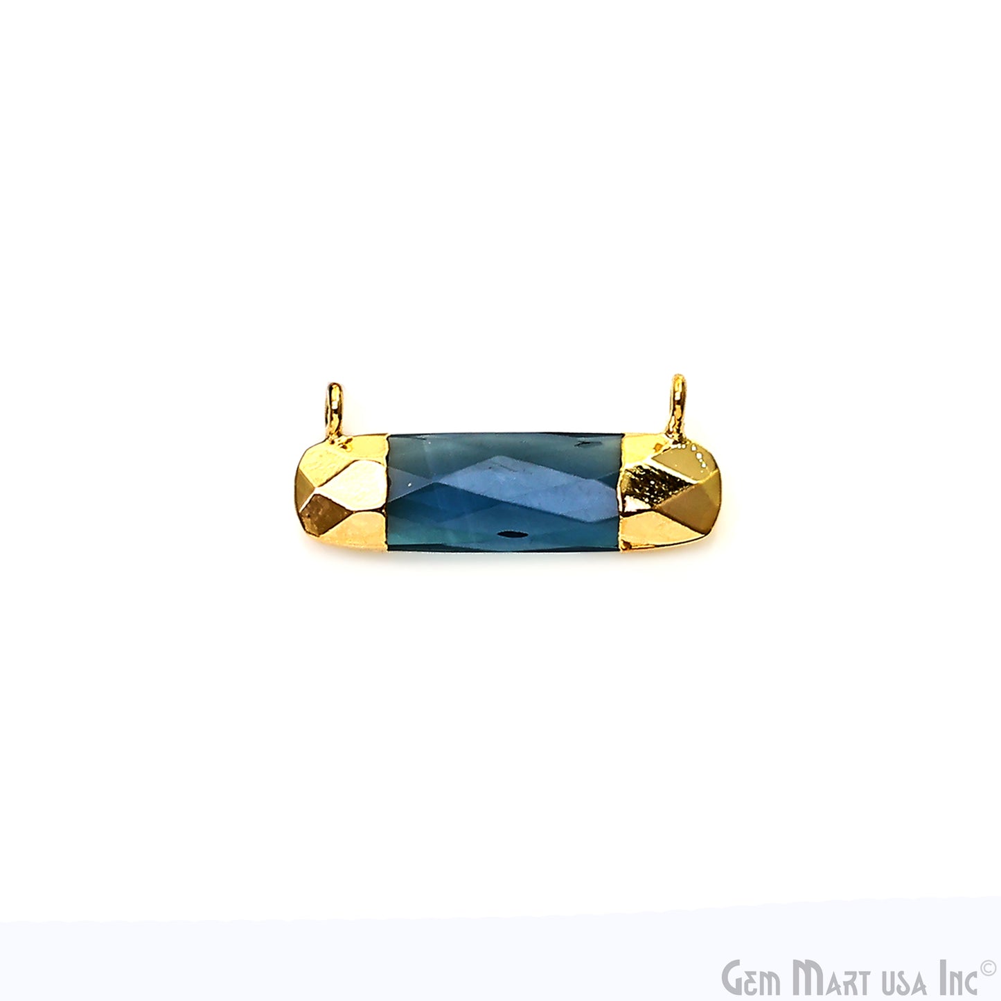 Iolite Rectangle 28x12mm Gold Electroplated Cat Bail Connector