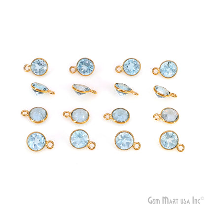 Round 7mm Brilliant Cut Gold Plated Bezel Single Bail Gemstone Connector