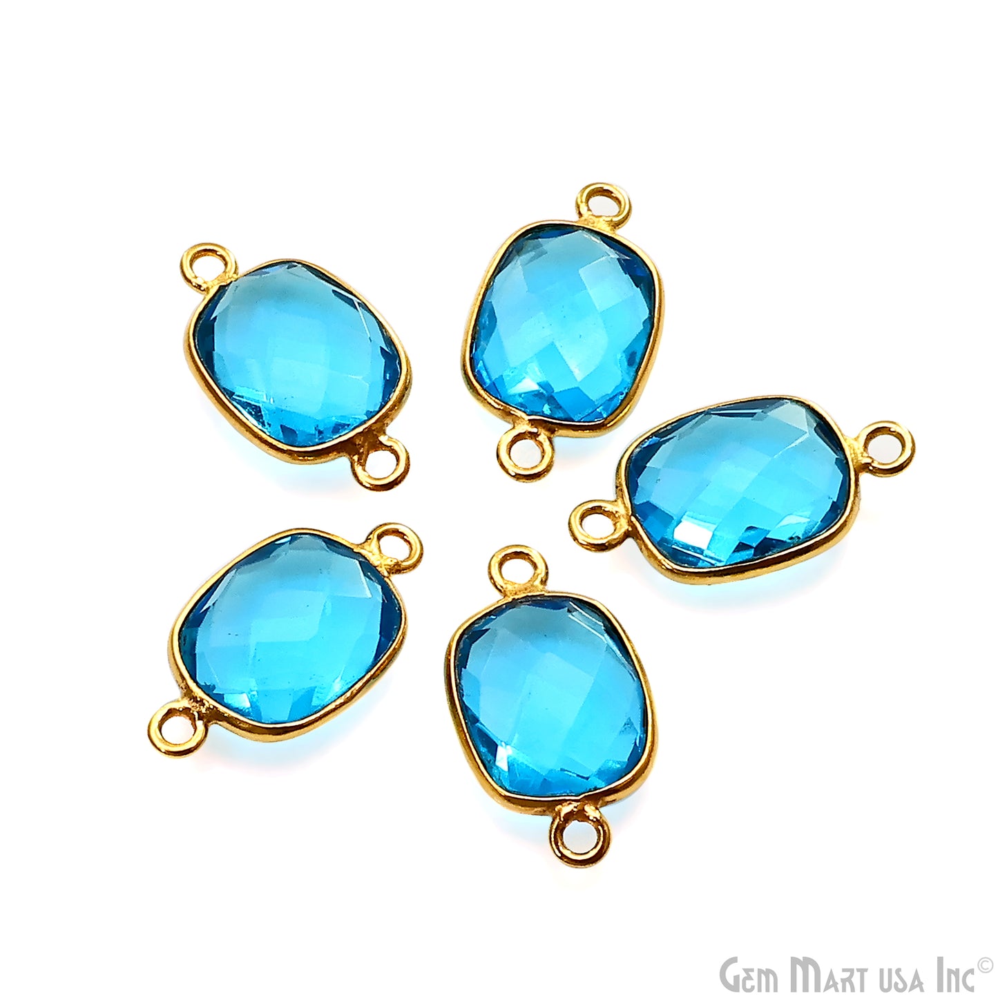 Octagon 9x11mm Double Bail Gold Bezel Gemstone Connector