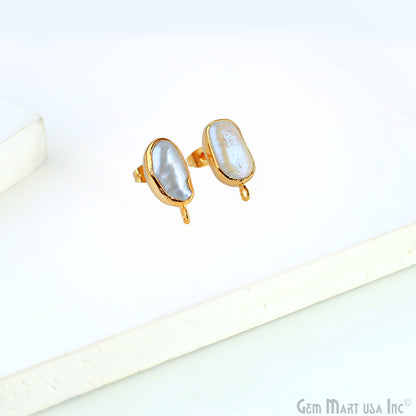 DIY Pearl 19x9mm Gold Electroplated Loop Connector Studs Earrings