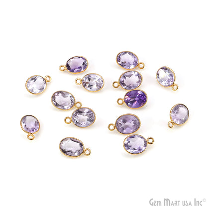 Oval 8x10mm Brilliant Cut Gold Plated Bezel Single Bail Connector