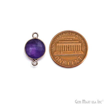 Round 10mm Double Bail Gold Bezel Gemstone Connectors